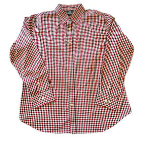 Knox & Lane Button Up Shirt Long Sleeve Men's L Slim Fit Plaid‎ Red Black